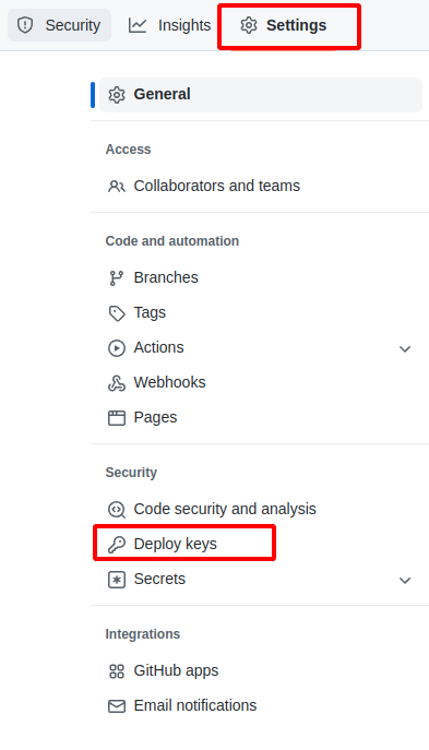 Workflows repository deploy key